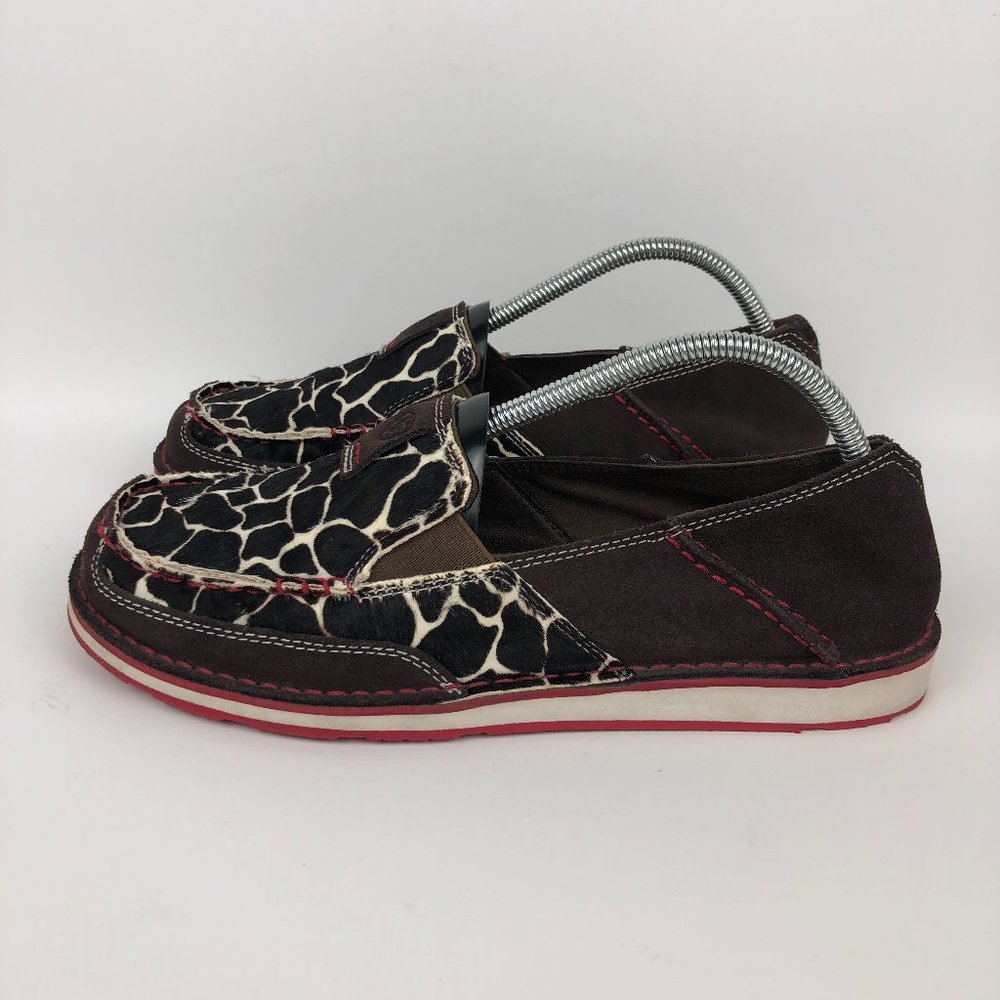 Ariat Cruiser Slip On Loafer Shoe Suede Giraffe Print Womens Size 10 Brown Walk